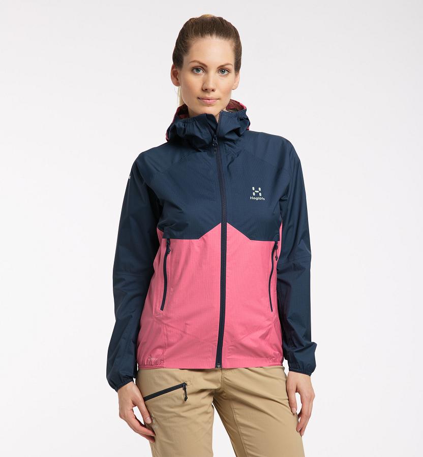 Haglöfs Womens L.I.M Proof Hiking Jacket Dark Blue/Pink New Zealand 12385BWCO